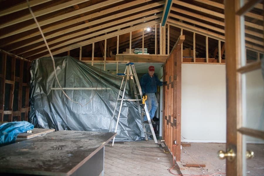 The load bearing wall is exposed truss design